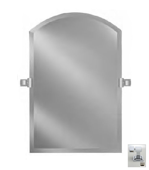 Picture of Afina Corporation RM-530-SN-C 20X30 ARCH TOP FRAMELESS WITH TILT BRACKETS SATIN NICKEL CONTEMPORARY BRACKETS