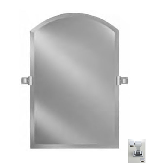Picture of Afina Corporation RM-535-CR-C 24X35 ARCH TOP FRAMELESS WITH TILT BRACKETS POLISHED CHROME CONTEMPORARY BRACKETS