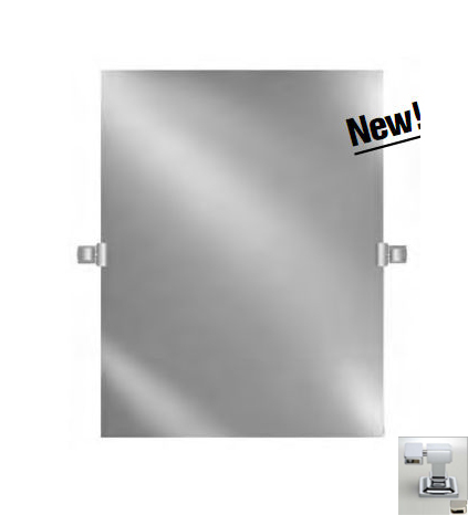 Picture of Afina Corporation RM-620-P-PN-C 20X26 RECTANGULAR FRAMELESS POLISHED EDGE WITH TILT POLISHED NICKEL CONTEMPORARY BRACKETS
