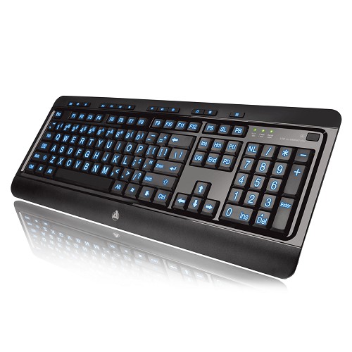 Picture of Azio KB505U Large Print Tri-Color LED-Illuminated 104-Key USB Multimedia Keyboard
