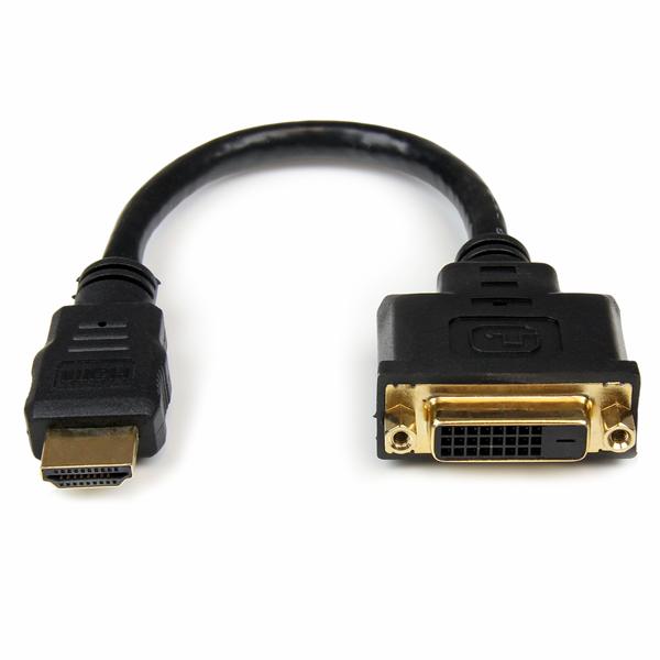 8 in. HDMI to DVI-D Video Cable Adapter - HDMI Male to DVI Female
