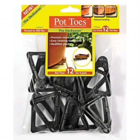 Plant Stand Pot Toes Black 12PK Bag