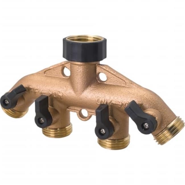 4 Way Metal Hose Connector With Shut Off Valves