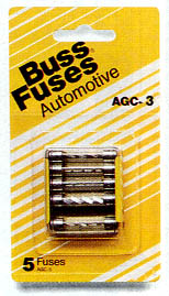 Picture of Bussmann - Cooper AGC3 5 Count 3 Amp AGC Glass Tube Fuses