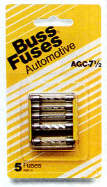Picture of Bussmann - Cooper AGC7.5 5 Count 7.5 Amp AGC Glass Tube Fuses
