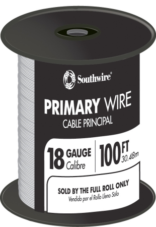 100 ft. White 18 Gauge 16 Strand Primary Auto Wire