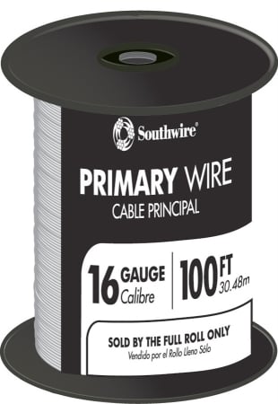 100 ft. White 16 Gauge 19 Strand Primary Auto Wire
