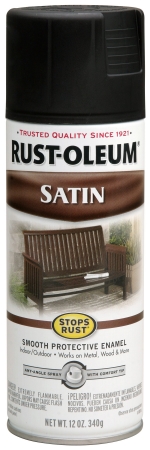 Picture of Rustoleum 7777 830 Black Satin Enamel Finish Spray Paint 