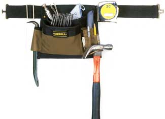 Tool Pouch, Tool Belt, Black, Polyester, 5 Pockets