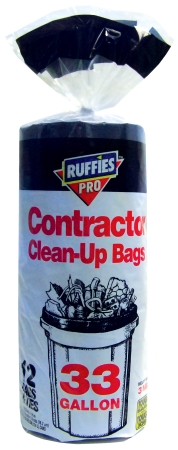 Picture of Berry Plastics/tyco/covalence 618843 12 Count 33 Gallon Black Contractor Clean-U
