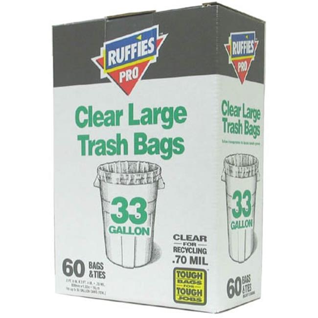 Berry Plastics/tyco/covalence 618824 60 Count 33 Gallon Clear Large Trash Bags