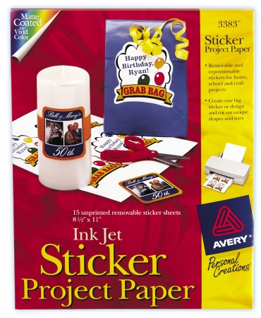 Picture of Avery 03383 15 Count 8.5 in. x 11 in. Ink Jet Sticker Project Paper - Pack of 6