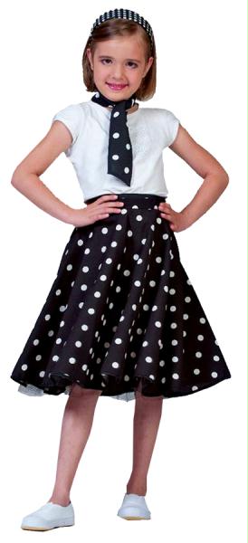 Picture of Costumes For All Occasions FF740848 Sock Hop Skirt Child Black Whi