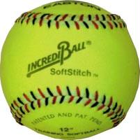12" Incrediball Softstitch Softball (Yellow) - Quantity of 6