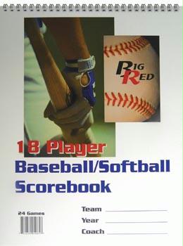 Picture of Olympia Sports BK036P Big Red Baseball/Softball Scorebooks - 18 Player