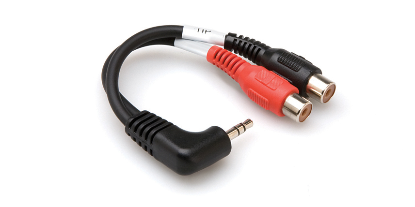 HOSA TECHNOLOGY Stereo Breakout with Right-angle 3.5mm TRS to Dual RCAF