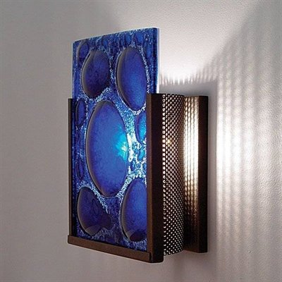 Picture of WPT Design FN1 - SS - HMB Stainless Steel Wall Sconce Half Moon Blue