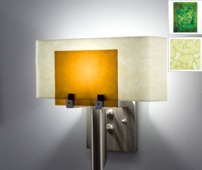 Picture of WPT Design Dessy1 - WG-FLSN Incadescent Wall Sconce - Flat Back Snow-Wired Green
