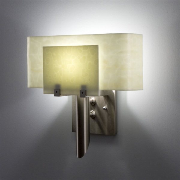 Picture of WPT Design Dessy1 - SN-CVSN Incadescent Wall Sconce - Curved Back Snow-Front Snow