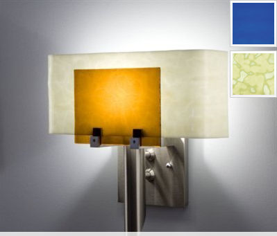 Picture of WPT Design Dessy1 - WB-CVSN Incadescent Wall Sconce - Curved Back Snow-Wired Blue
