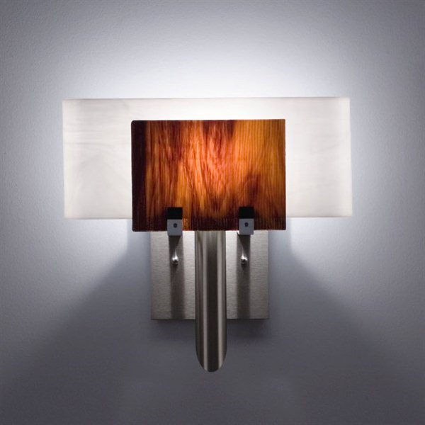 Picture of WPT Design Dessy1 - RB-CVWH Incadescent Wall Sconce - Curved Back White-Front Rootbeer