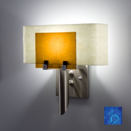 Picture of WPT Design Dessy1 - WB-CVWH Incadescent Wall Sconce - Curved Back White-Wired Blue