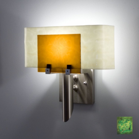 Picture of WPT Design Dessy1 - WG-CVWH Incadescent Wall Sconce - Curved Back White-Wired Green