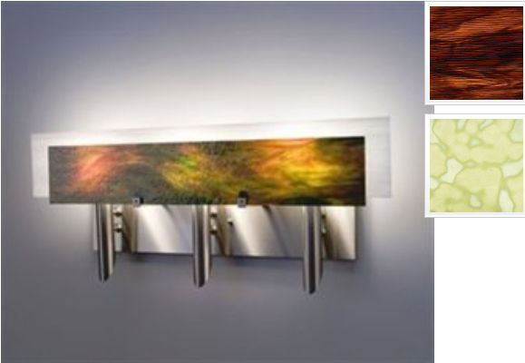 Picture of WPT Design Dessy3 - RB-FLSN Light Three Incadescent Wall Sconce - Flat Back Snow-Front Rootbeer