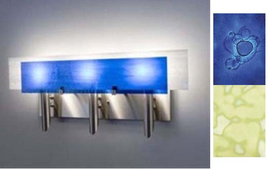 Picture of WPT Design Dessy3 - WB-FLSN Light Three Incadescent Wall Sconce - Flat Back Snow-Front Wired Blue