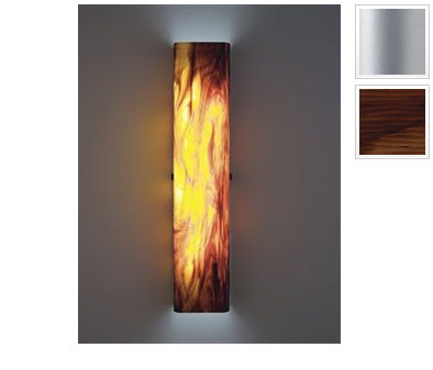 Picture of WPT Design CHAN - Std - SV - RB 28 x 6 Standard 2 Light Channel Channel Tall Fluorescent Wall Sconce - Root Beer