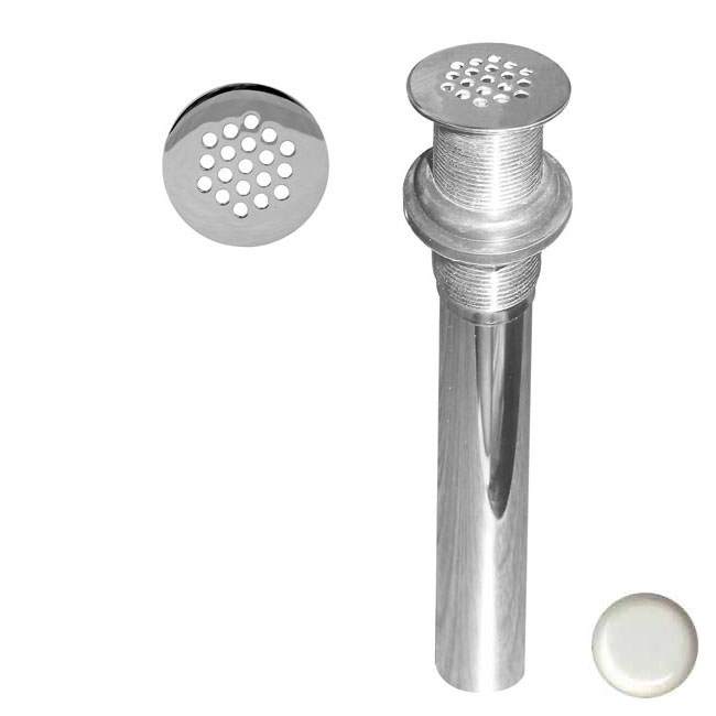 Grid Strainer Lav Drain with Overflow Holes - Powder Coat White