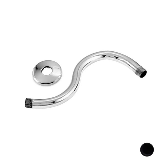 5 in. x 8 in. S Shower Arm with Sure Grip Flange - Powder Coat Flat Black -  DeluxDesigns, DE3279462