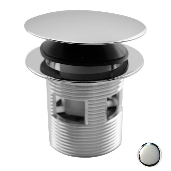 Integrated Overflow Round Tip Toe Bath Drain - Polished Chrome