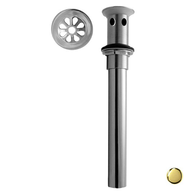 High Flow Grid Drain with Overflow Holes - PVD Polished Brass