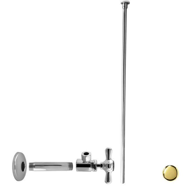 D103KFHX-01 .5 in. IPS x .38 in. Flat Head Riser Toilet Kit with Cross Handle in PVD Polished Brass