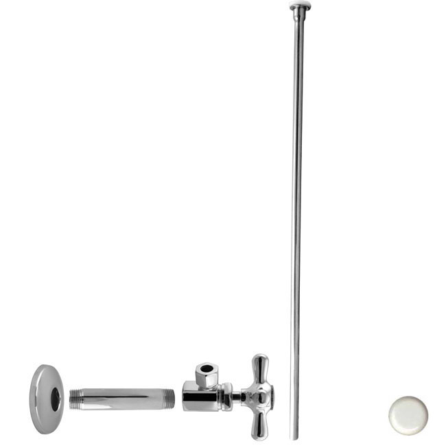 Picture of Westbrass D103KFHX-50 .5 in. IPS x .38 in. Flat Head Riser Toilet Kit with Cross Handle in Powder Coat White