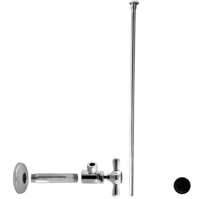 D103KFHX-62 .5 in. IPS x .38 in. Flat Head Riser Toilet Kit with Cross Handle in Powder Coat Flat Black