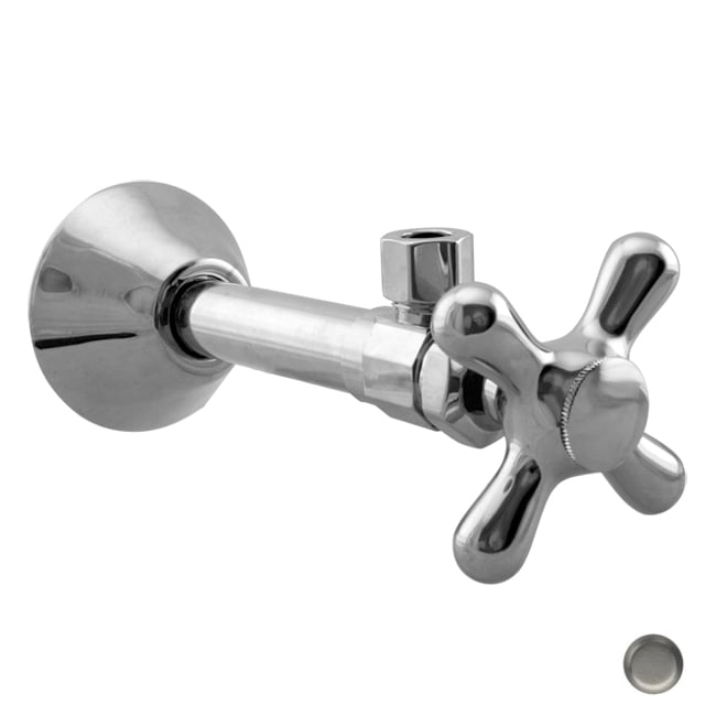 D1112X-07 Angle Stop with .5 in. Copper Sweat and Cross Handle - Satin Nickel