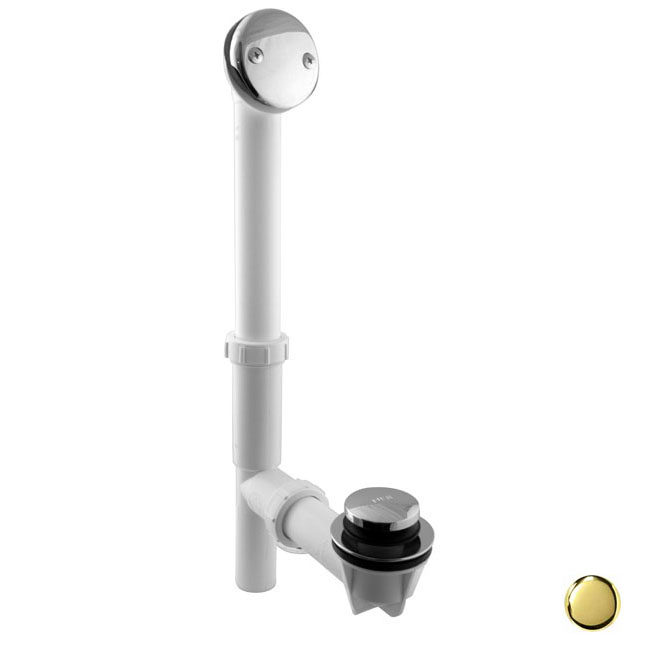 14" Bathtub Assembly with Tip-Toe Drain and 2-Hole Overflow, Polished Brass