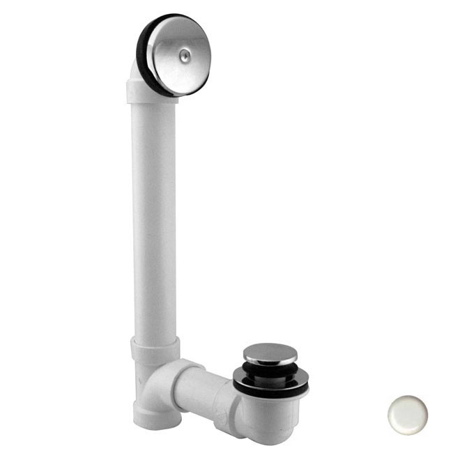 1.5 in. Schedule 40 PVC Tip Toe Bath Waste with 1 Hole Faceplate in Powder Coat White