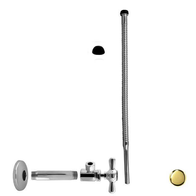 5 in. IPS x .38 in. x 15 in. Corrugated Riser Kit with Cross Handle - PVD Polished Brass