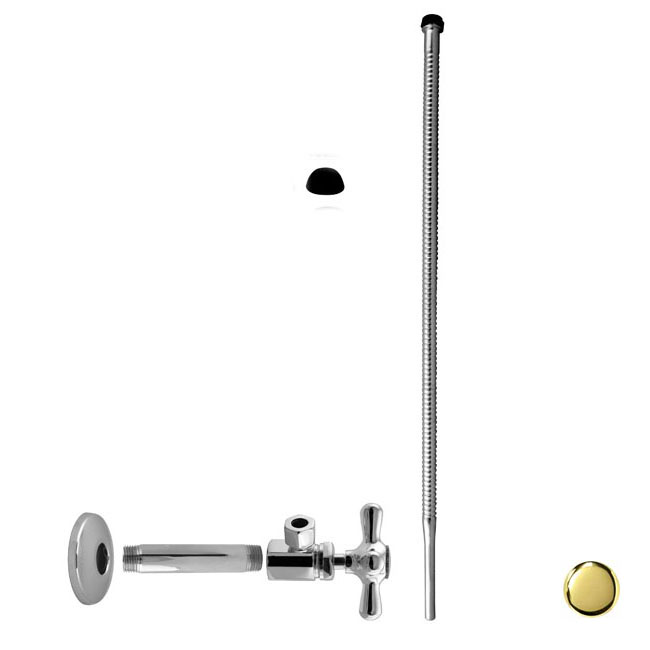 5 in. IPS x .38 in. x 20 in. Corrugated Riser Kit with Cross Handle - PVD Polished Brass