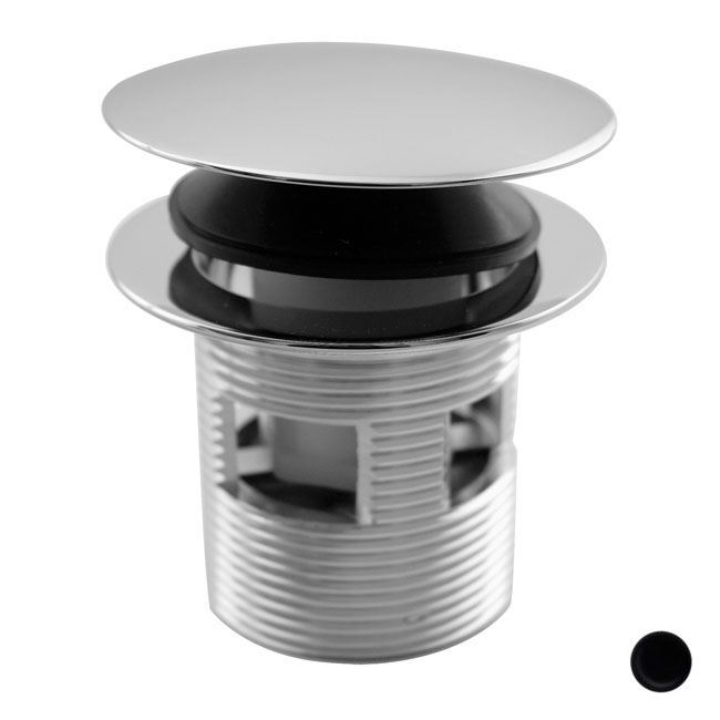 Integrated Overflow Round Tip Toe Bath Drain - Powder Coat Flat Black