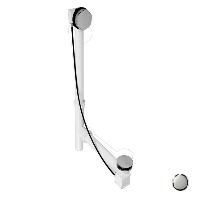 35" Polyethylene Cable Drive Bathtub Pop-Up Drain Kit with Rotary Overflow Knob, Polished Chrome