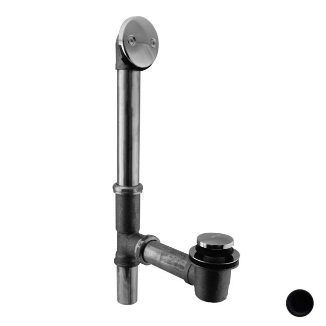 20 Gauge Tip Toe Bath Waste and Overflow with 2-Hole Faceplate - Powder Coat Flat Black