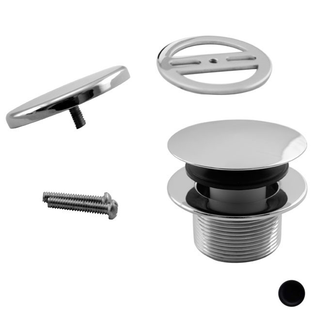 Coarse Thread Tip-Toe Bathtub Drain with No-Hole Overflow Cover, Matte Black