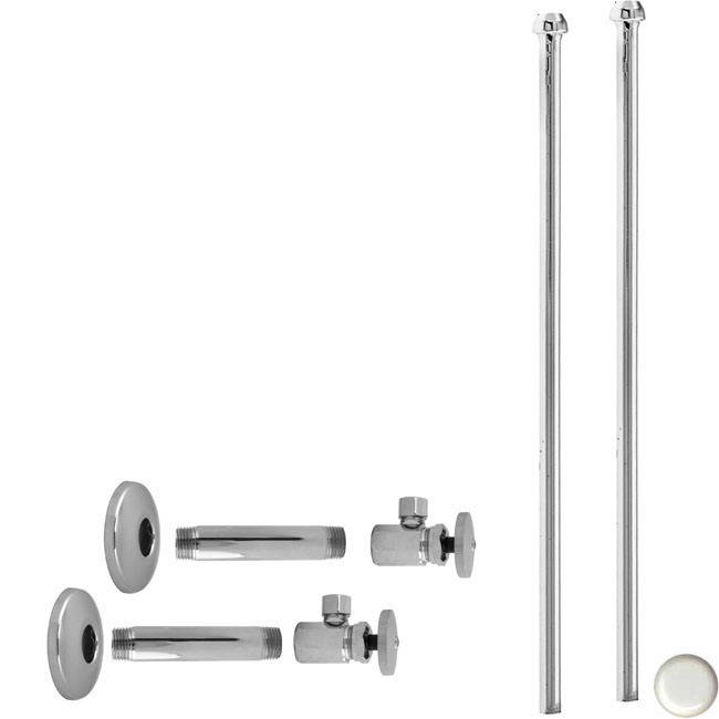 Picture of Westbrass D103KBN-50 .5 in. IPS x .38 in. Bullnose Riser Faucet Kit - Round Handle - Powder Coat White