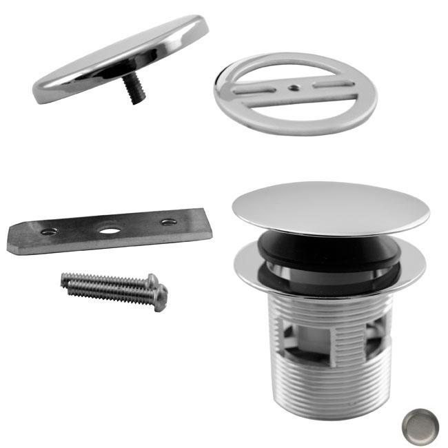 Integrated Round Tip Toe Bath Drain Kit - Satin Nickel