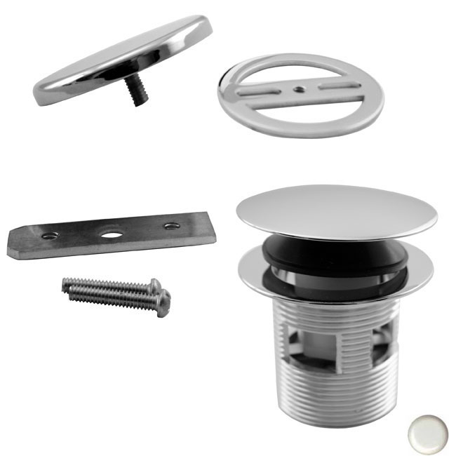 Integrated Round Tip Toe Bath Drain Kit - Powder Coat White