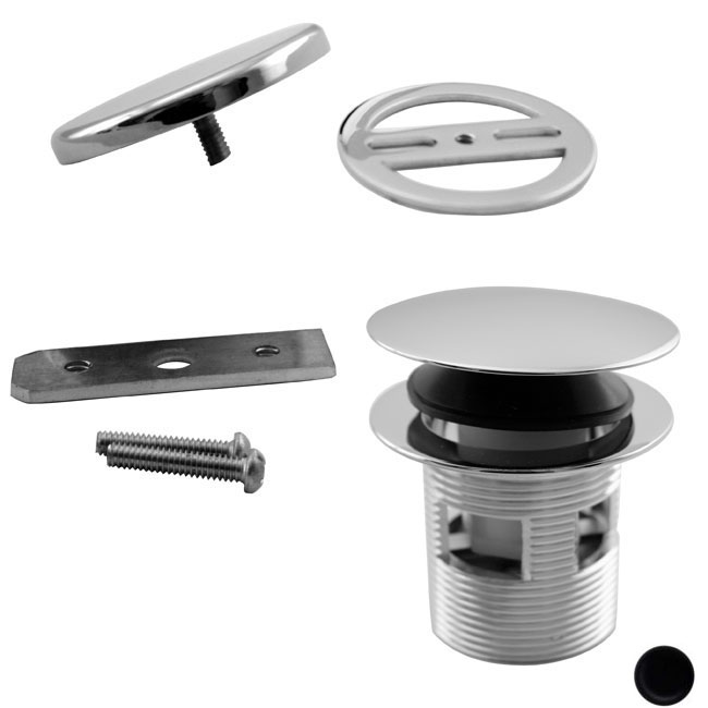 Integrated Round Tip Toe Bath Drain Kit - Powder Coat Flat Black